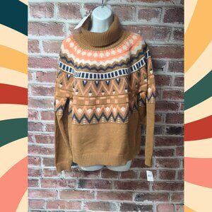 Women's GRACE + KARMA Cozy Geometric Turtleneck Sweater XL